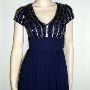 JS Collections NWT Cap Sleeve Chiffon Long Gown